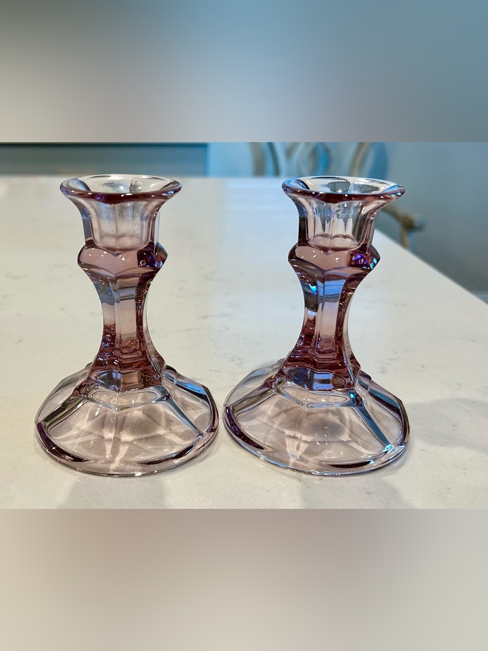 Light amethyst mid century candle holders